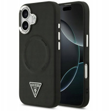 Гръб Guess PU Leather Triangle Logo MagSafe Case за iPhone 17 - Черен