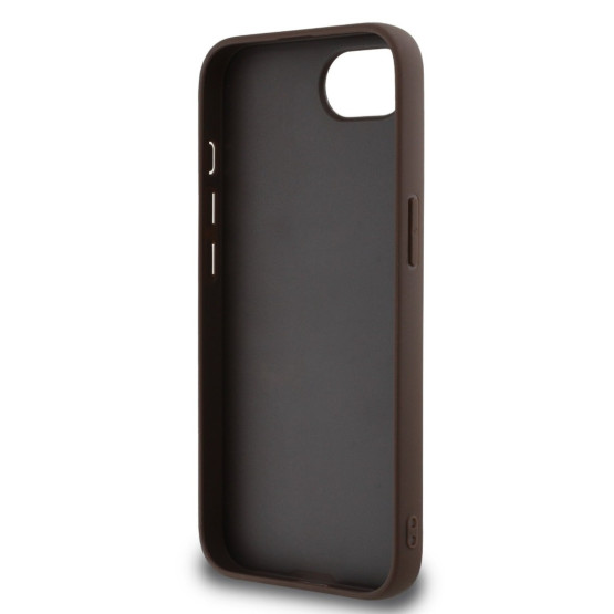 Гръб Guess за iPhone 16E, PU, 4G Metal Logo, Кафяв