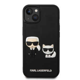 Гръб Karl Lagerfeld and Choupette 3D Case за iPhone 14 - Черен