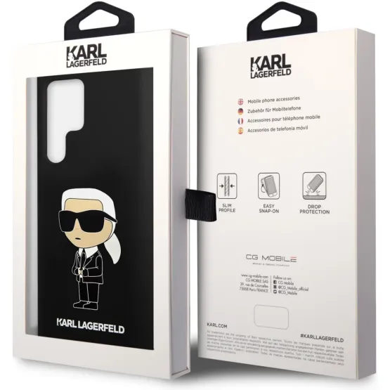 Гръб Karl Lagerfeld Liquid Silicone Ikonik NFT Case за Samsung Galaxy S23 Ultra - Черен