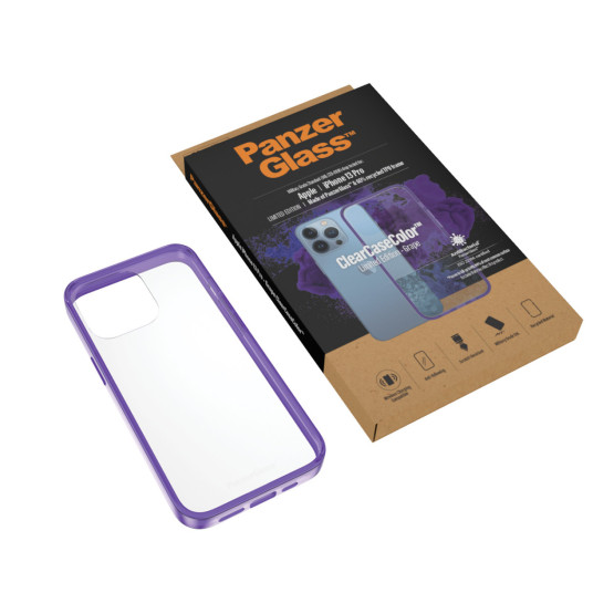 Гръб PanzerGlass за IPhone 13 Pro , ClearCase - Лилава рамка