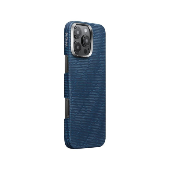 Гръб Pitaka за iPhone 16 Pro Max,Tactile Woven Case, PTK, Dark Blue