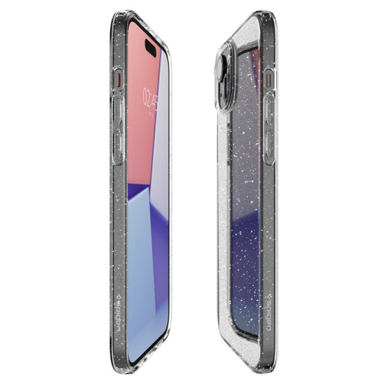 Гръб Spigen Liquid Crystal Glitter за iPhone 15 - Прозрачен/блестящ