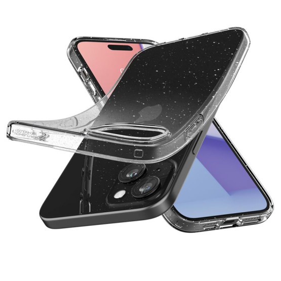 Гръб Spigen Liquid Crystal Glitter за iPhone 15 - Прозрачен/блестящ