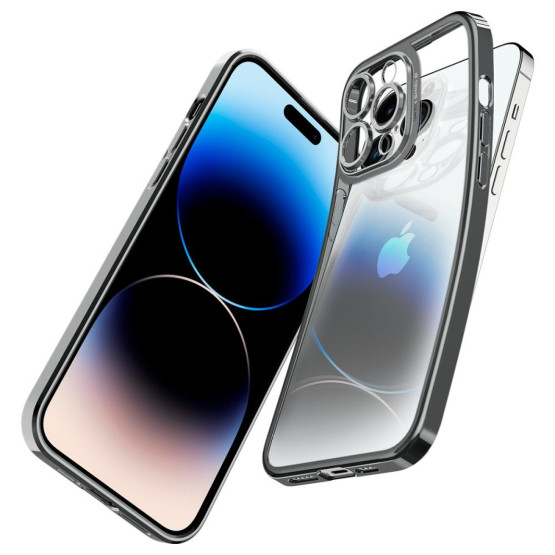 Гръб Spigen Optik Crystal за iPhone 14 Pro - Порзрачен с сребриста рамка