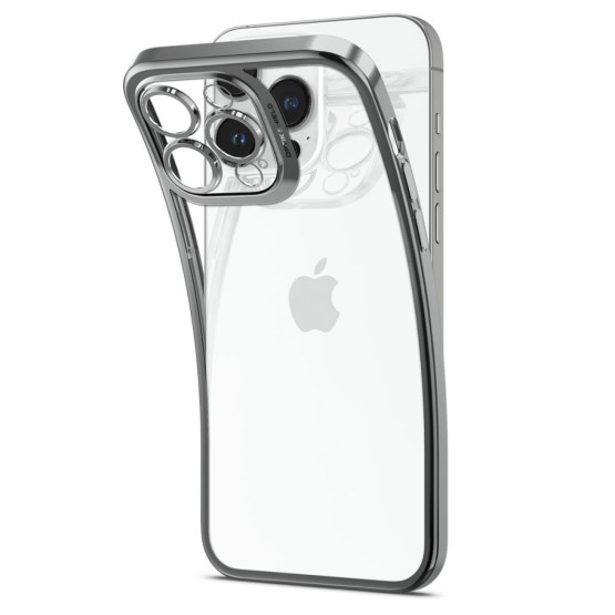 Гръб Spigen Optik Crystal за iPhone 14 Pro - Порзрачен с сребриста рамка