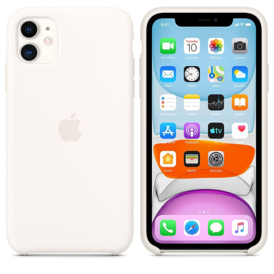 Оригинален гръб Apple Silicone Cover за iPhone 11, Бял, MWVX2ZM/A
