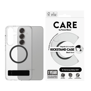 Гръб Care by PanzerGlass за Samsung Galaxy S25 Plus, Feature Case, Kickstand, QI Compatible, Черен