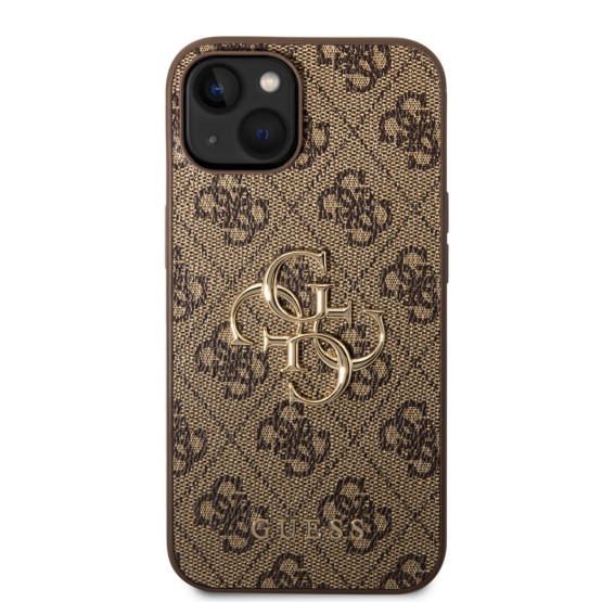 Гръб Guess PU 4G Metal Logo Case за iPhone 15 - Кафяв