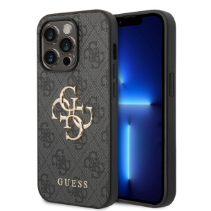 Гръб Guess PU 4G Metal Logo Case за iPhone 15 Pro Max - Сив