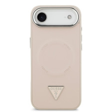 Гръб Guess PU Leather Triangle Logo MagSafe Case за iPhone 17 Air - Розов