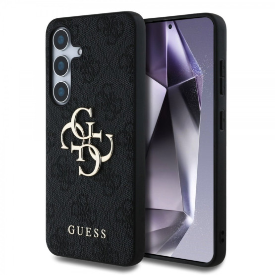 Гръб Guess за Samsung Galaxy S25 ,PU, 4G Metal Logo Case, Черен