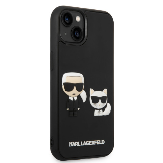 Гръб Karl Lagerfeld and Choupette 3D Case за iPhone 14 Plus - Черен