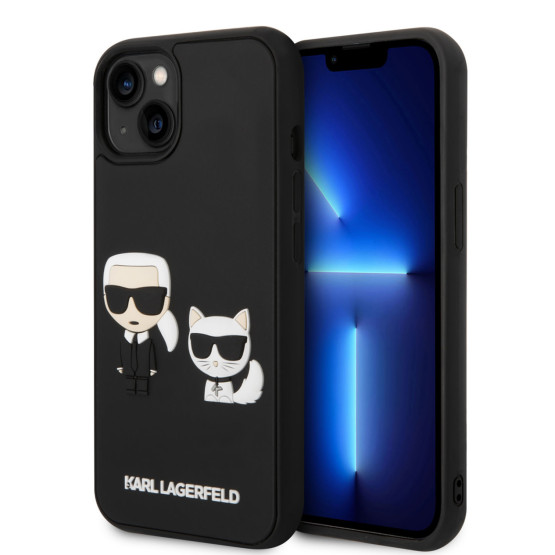 Гръб Karl Lagerfeld and Choupette 3D Case за iPhone 14 Plus - Черен