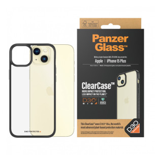 Гръб PanzerGlass за Apple iPhone 15 Plus Clearcase with D3O - Черна рамка