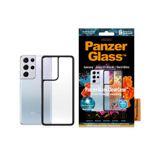 Гръб PanzerGlass за Samsung Galaxy S21 Ultra AntiBacterial - Черна рамка, 118279