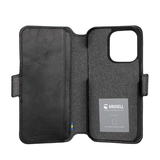 Калъф Krusell Leather Phone Wallet за Iphone 14 Plus - Черен