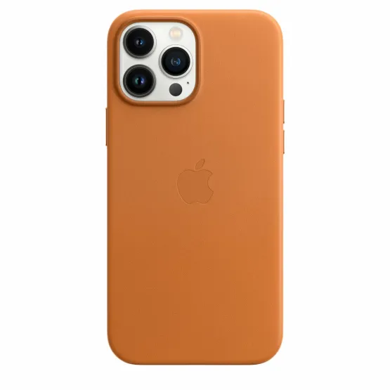 Оригинален гръб Apple Leather Case with MagSafe за iPhone 13 Pro Max - Golden Brown, MM1L3ZM/A