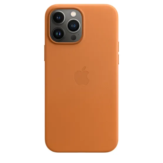 Оригинален гръб Apple Leather Case with MagSafe за iPhone 13 Pro Max - Golden Brown, MM1L3ZM/A