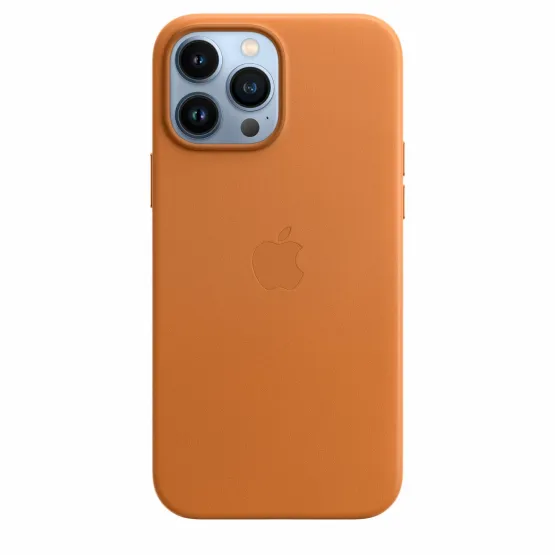 Оригинален гръб Apple Leather Case with MagSafe за iPhone 13 Pro Max - Golden Brown, MM1L3ZM/A