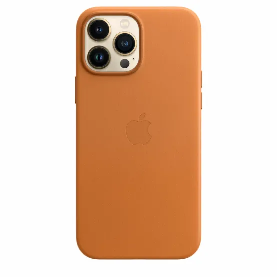 Оригинален гръб Apple Leather Case with MagSafe за iPhone 13 Pro Max - Golden Brown, MM1L3ZM/A