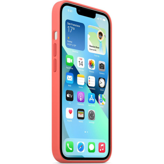 Оригинален гръб Apple Silicone Magsafe Cover за iPhone 13 - Pink Pomelo, MM253FE/A