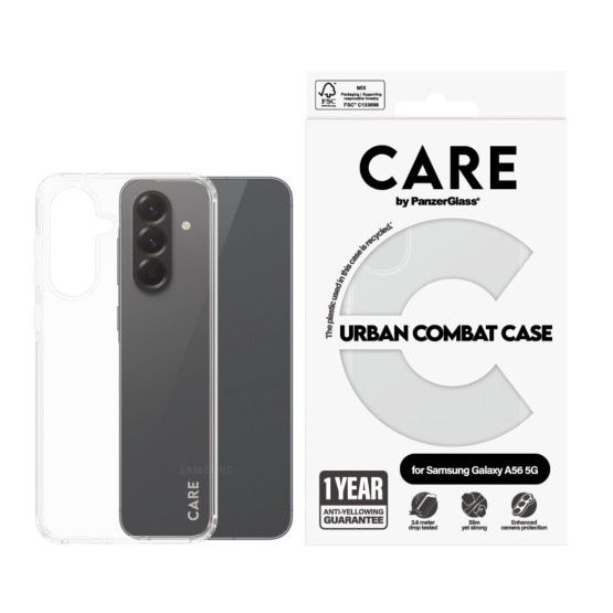 Гръб Care by PanzerGlass за Samsung Galaxy A56, Flagship Case, Urban Combat, Прозрачен