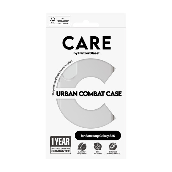 Гръб Care by PanzerGlass за Samsung Galaxy S25, Flagship Case, Urban Combat, Прозрачен