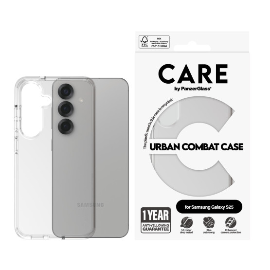 Гръб Care by PanzerGlass за Samsung Galaxy S25, Flagship Case, Urban Combat, Прозрачен