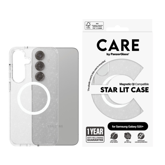 Гръб Care by PanzerGlass за Samsung Galaxy S25 Plus, Flagship Case, Urban Combat, Star Lit, QI Compatible, Блестящ