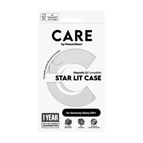 Гръб Care by PanzerGlass за Samsung Galaxy S25 Plus, Flagship Case, Urban Combat, Star Lit, QI Compatible, Блестящ