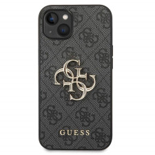 Гръб Guess PU 4G Metal Logo Case за iPhone 14 - Сив