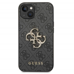 Гръб Guess PU 4G Metal Logo Case за iPhone 14 - Сив