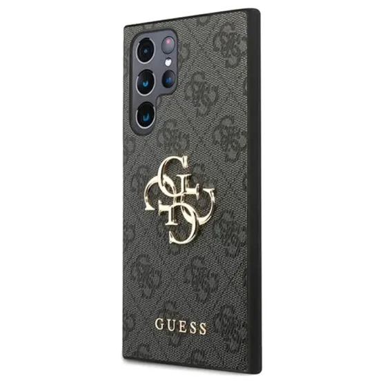 Гръб Guess PU 4G Metal Logo Case за Samsung Galaxy S22 Ultra - Сив