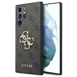 Гръб Guess PU 4G Metal Logo Case за Samsung Galaxy S22 Ultra - Сив