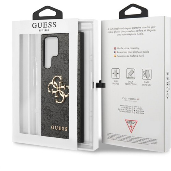 Гръб Guess PU 4G Metal Logo Case за Samsung Galaxy S23 Ultra - Сив