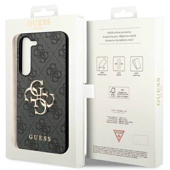 Гръб Guess PU 4G Metal Logo Case за Samsung Galaxy S24 Plus - Сив