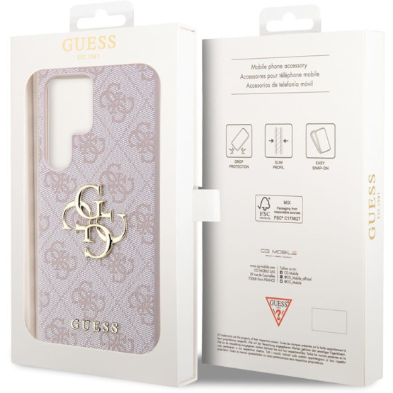 Гръб Guess PU 4G Metal Logo Case за Samsung Galaxy S24 Ultra - Розов