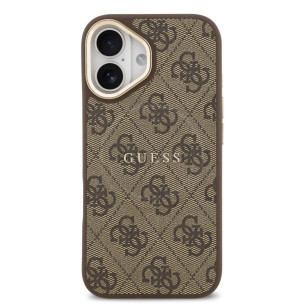 Гръб Guess PU Leather 4G Gold Frame MagSafe Case за iPhone 17 - Кафяв