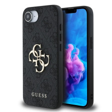 Гръб Guess за iPhone 16E, PU, 4G Metal Logo, Сив