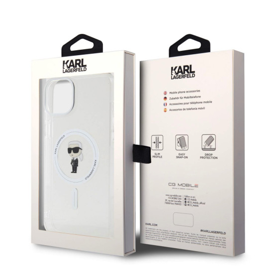 Гръб Karl Lagerfeld IML Ikonik MagSafe Case за iPhone 15 Pro Max - Прозрачен