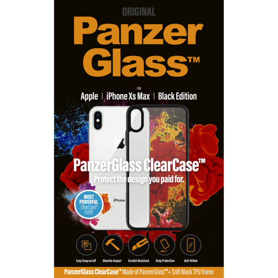 Гръб PanzerGlass за IPhone XS Max Clear Case - Черна рамка
