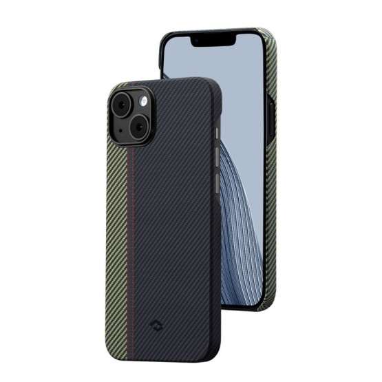 Гръб Pitaka Fusion Weaving MagEZ Case 3 за iPhone14 - Черно/зелем