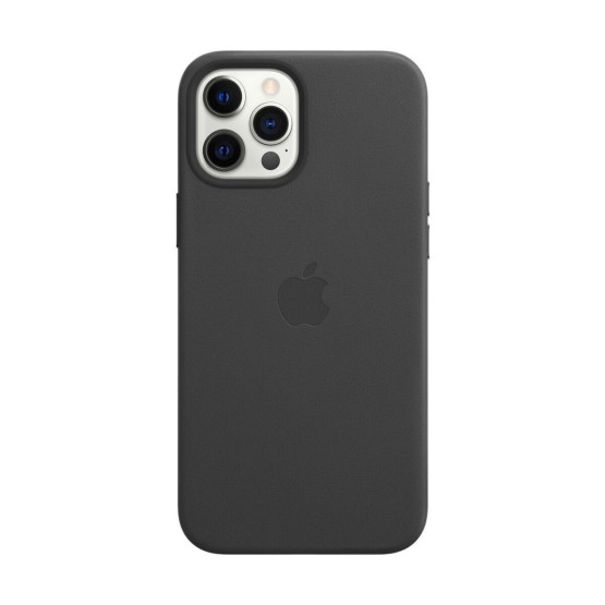 Оригинален гръб Apple Leather Magsafe Cover for iPhone 12 Pro Max - Черен, MHKM3ZE/A
