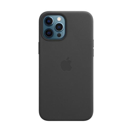 Оригинален гръб Apple Leather Magsafe Cover for iPhone 12 Pro Max - Черен, MHKM3ZE/A