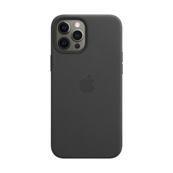 Оригинален гръб Apple Leather Magsafe Cover for iPhone 12 Pro Max - Черен, MHKM3ZE/A