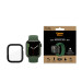 Стъклен протектор за часовник със силиконова рамка PanzerGlass за Apple watch Series 7, 41mm, AntiBacteria - Черна рамка
