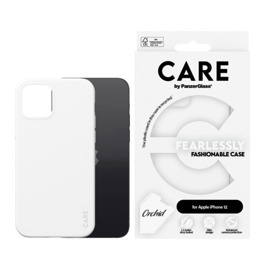 Гръб CARE by PanzerGlass Fashion за iPhone 12/12 Pro , White Orchid