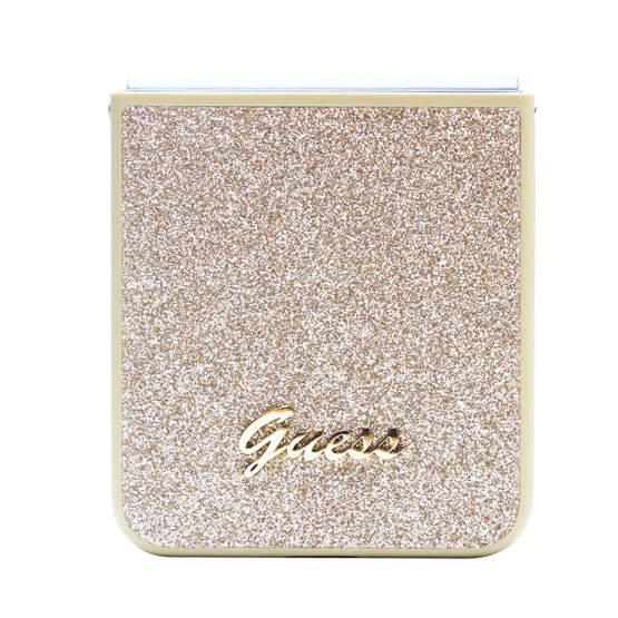 Гръб Guess PC/TPU Glitter Flakes Metal Logo Case за Samsung Galaxy Z Flip 5 - Златист
