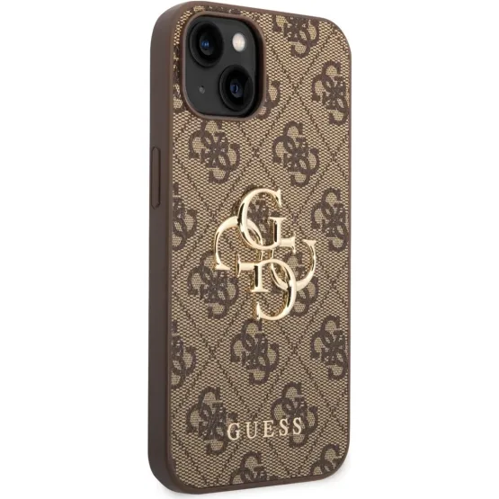 Гръб Guess PU 4G Metal Logo Case за iPhone 14 Plus - Кафяв